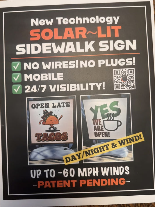 Solar Sidewalk Wind Sign! (patent-pending)